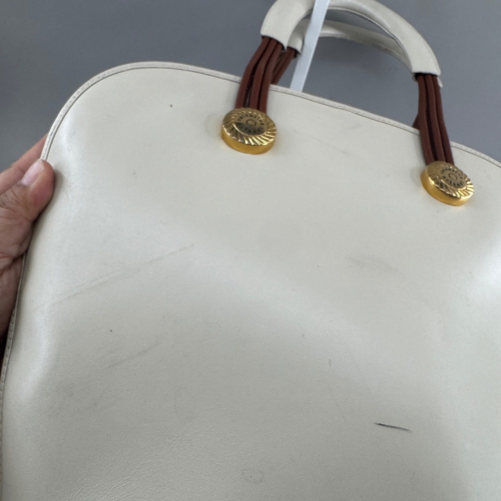 Valentino Orlandi Womens Top Handle Bag Cream Leather Tassel Made in Italy 7095 - Picture 5 of 15